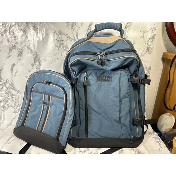 Vtg Hedgren Urban Gear Utility Pack Y2K Blue/Coal Luggage w Removable Backpack - Picture 12 of 13